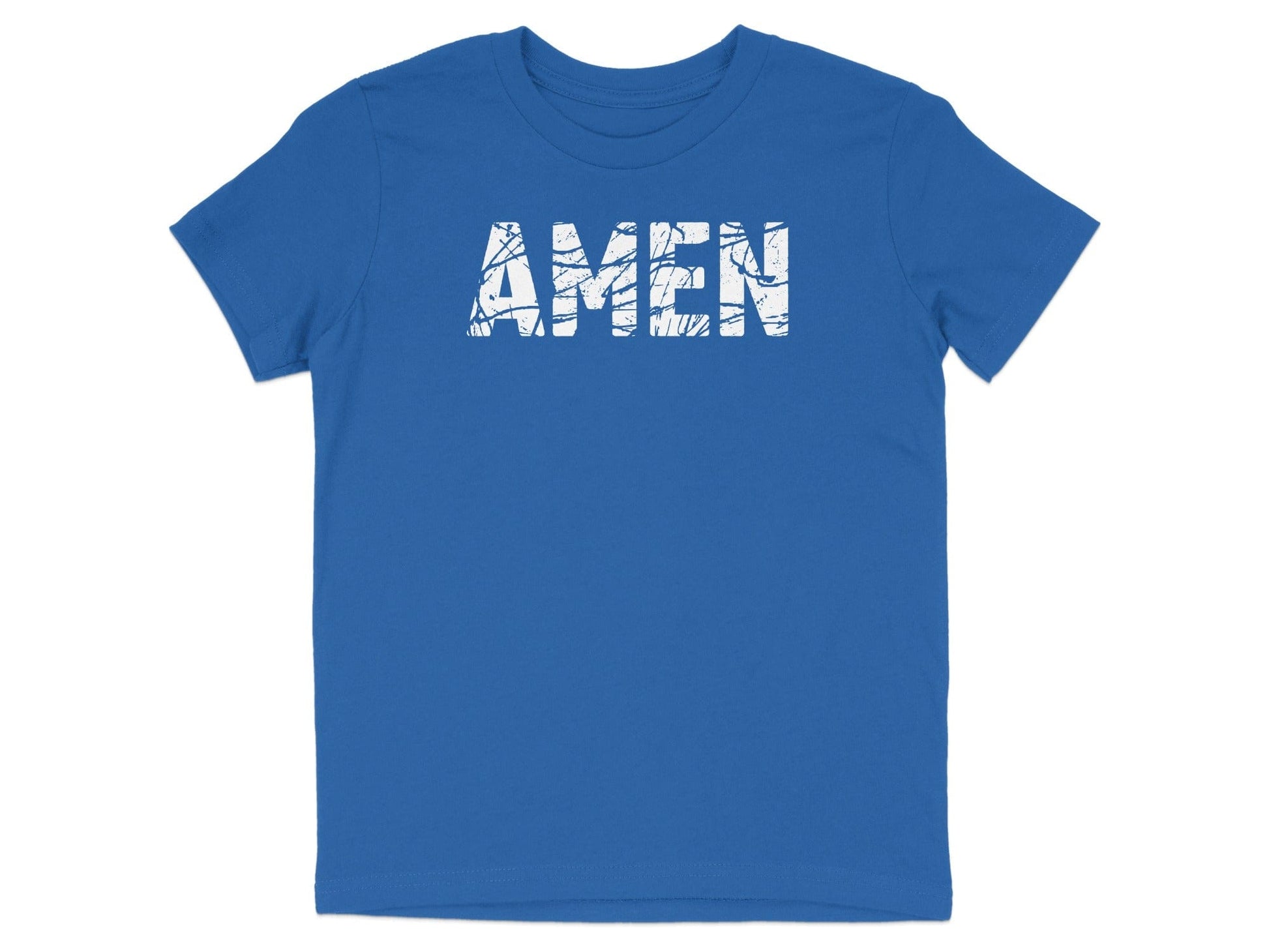 Bold Amen Graphic Blue T-Shirt Ideal for All Ages