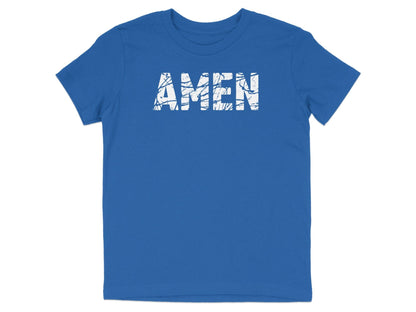 Bold Amen Graphic Blue T-Shirt Ideal for All Ages