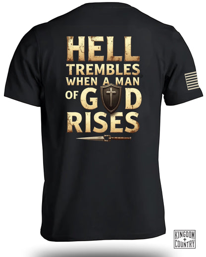Hell Trembles Man Of God Rises Graphic Shirt product type