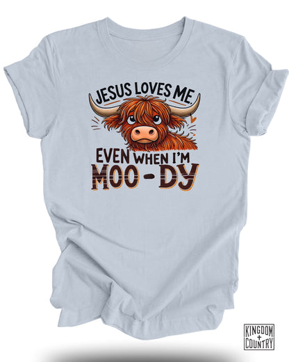 Jesus Loves Me Moody Highland Cow Product Shirt