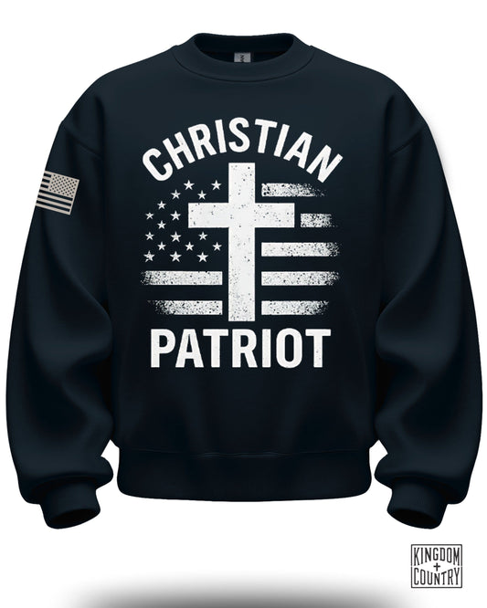 Christian Patriot Sweatshirt with American Flag Design
