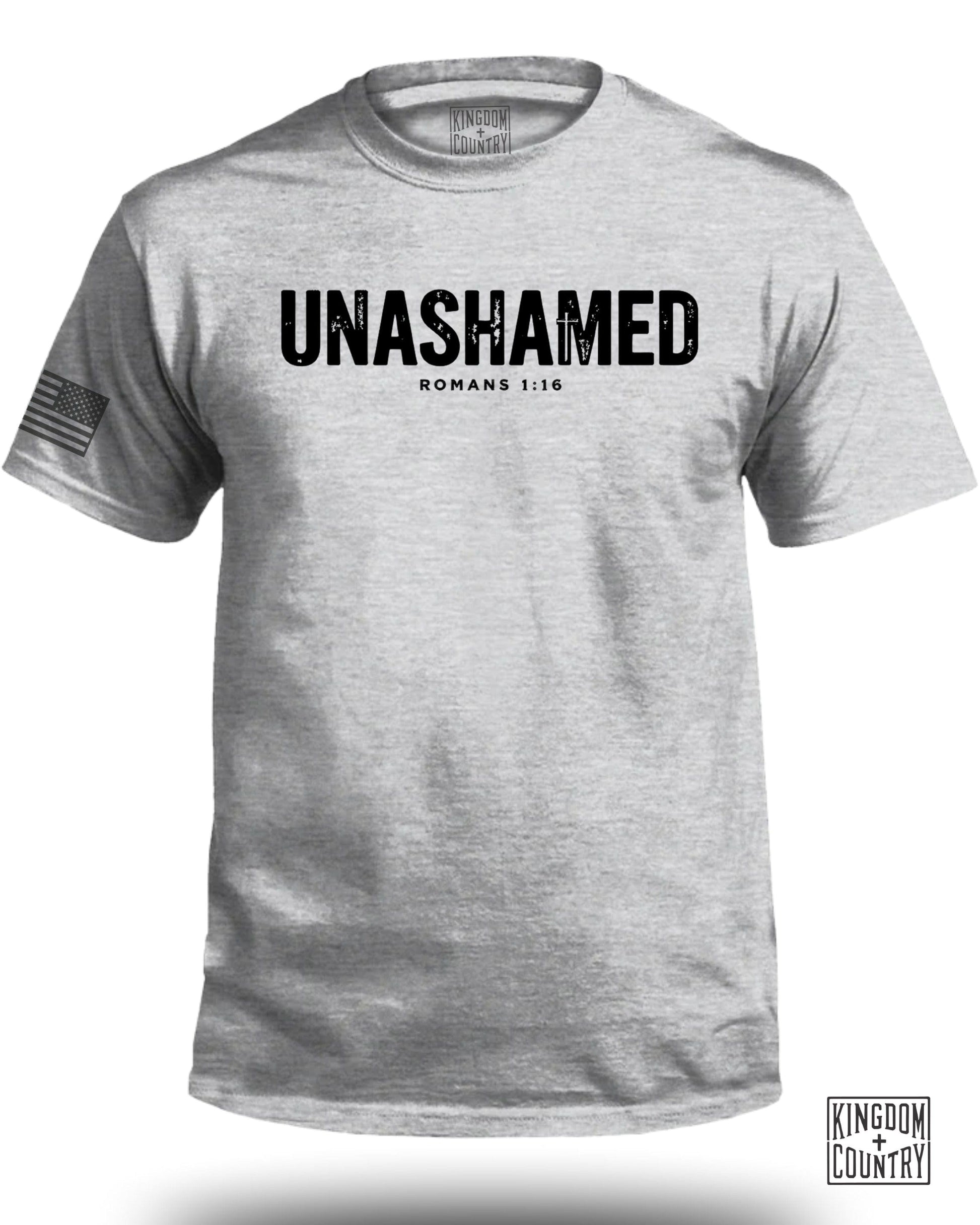 Unashamed Romans 1:16 Graphic Tee Shirt product type