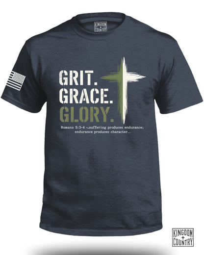 Inspirational Grit Grace Glory Romans 5 3 4 Shirt product