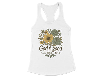 God Is Good All The Time Floral Design Tank Top product