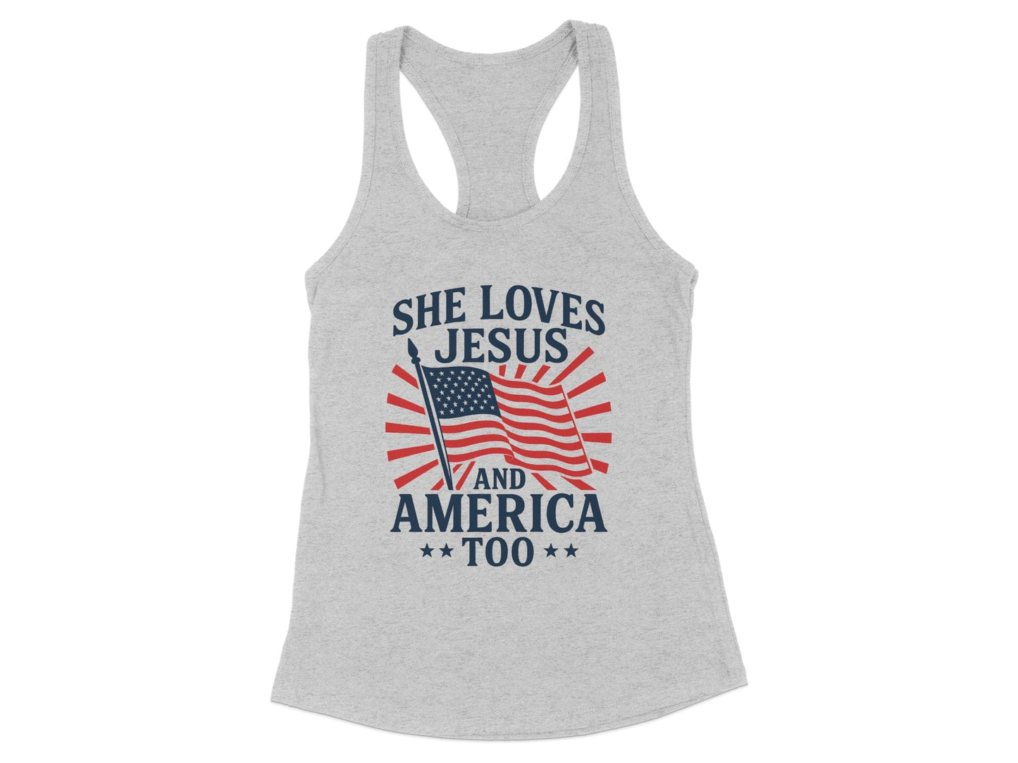 She Loves Jesus and America Too Graphic Tank Top