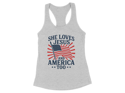 She Loves Jesus and America Too Graphic Tank Top