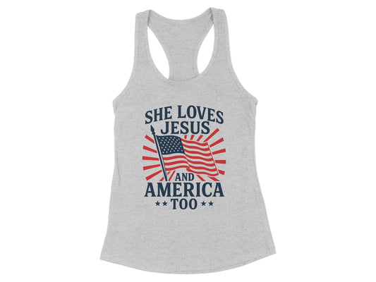 She Loves Jesus and America Too Graphic Tank Top