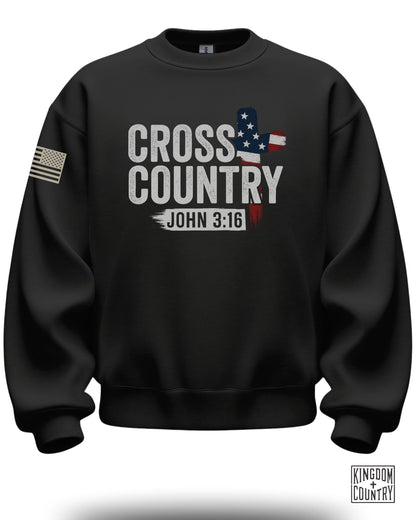 Cross Country John 3:16 Sweatshirt with Flag Design