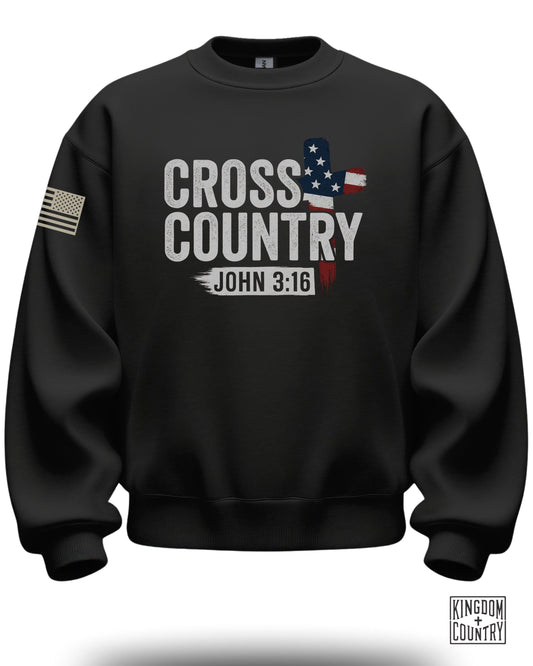 Cross Country John 3:16 Sweatshirt with Flag Design