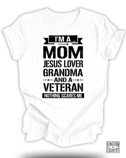 I'm a Mom Jesus Lover Grandma Veteran Shirt product type