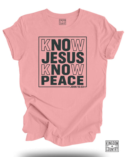Know Jesus Know Peace John 16 33 Graphic T-shirt product type