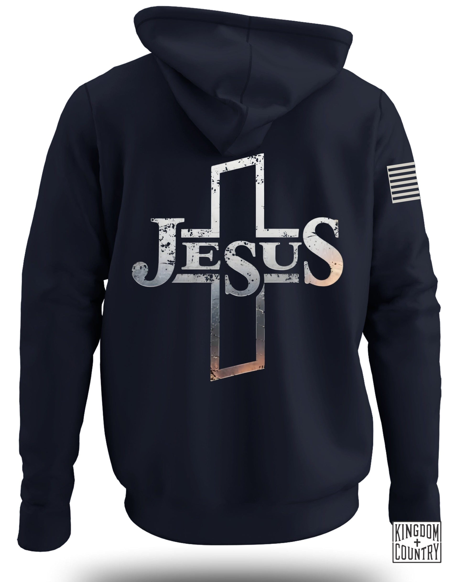 Jesus Cross Design Hoodie with Flag Print