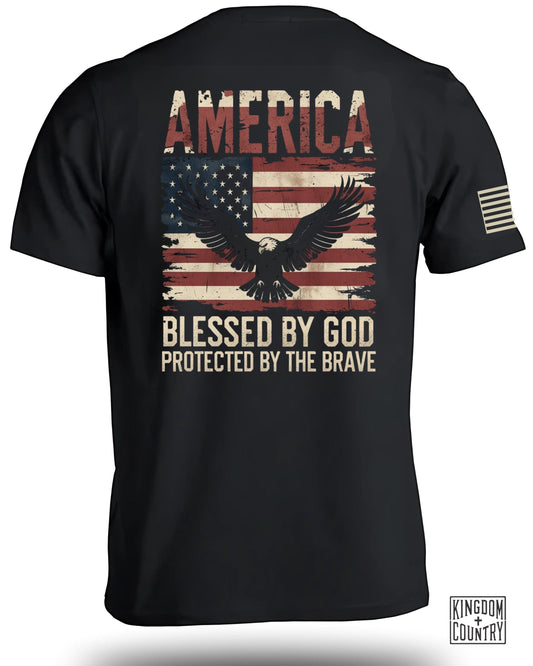 America Eagle Blessed by God Protected Brave Shirt product
