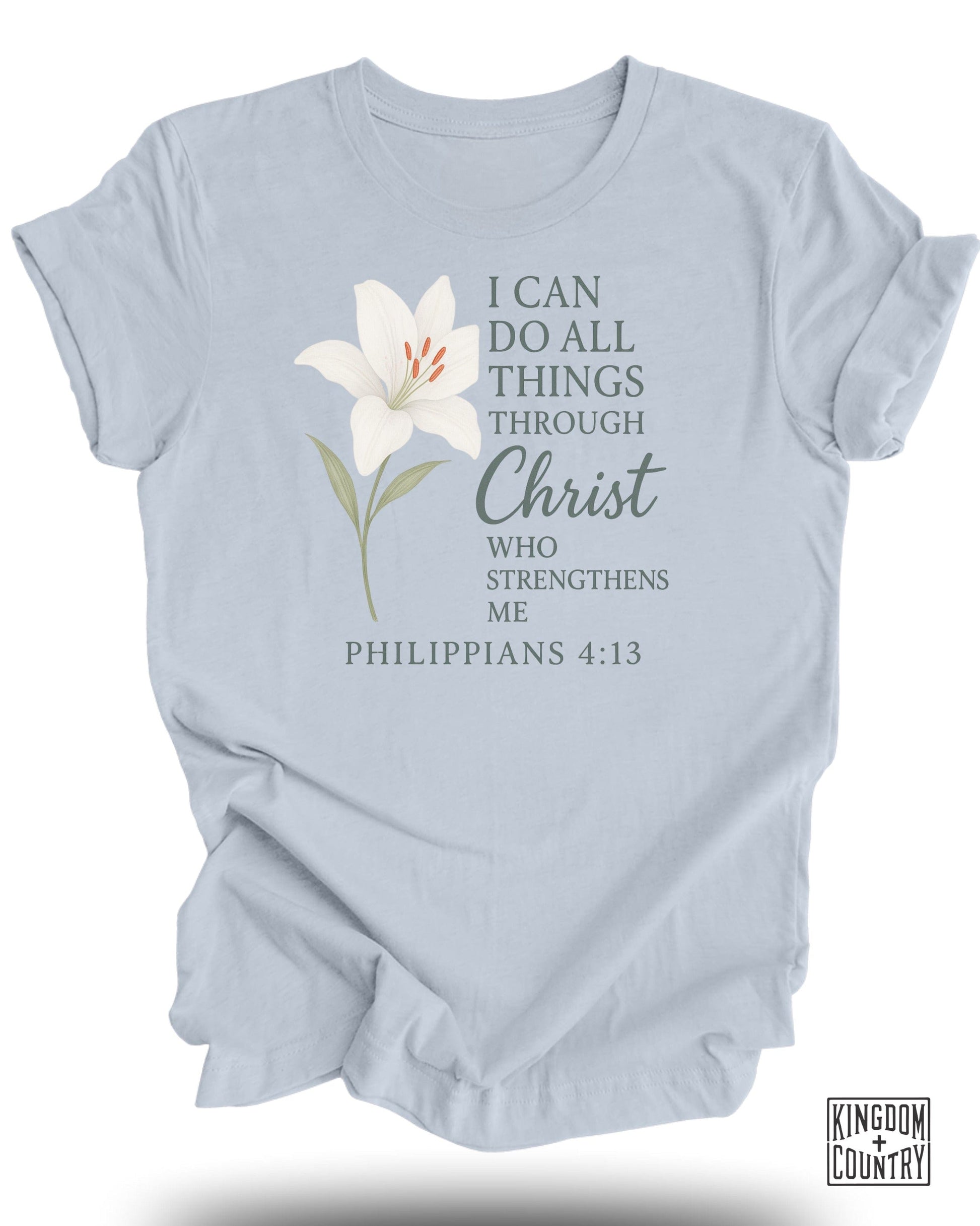 Inspirational Philippians 4:13 Graphic T-Shirt Product