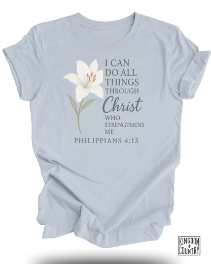 Inspirational Philippians 4:13 Graphic T-Shirt Product