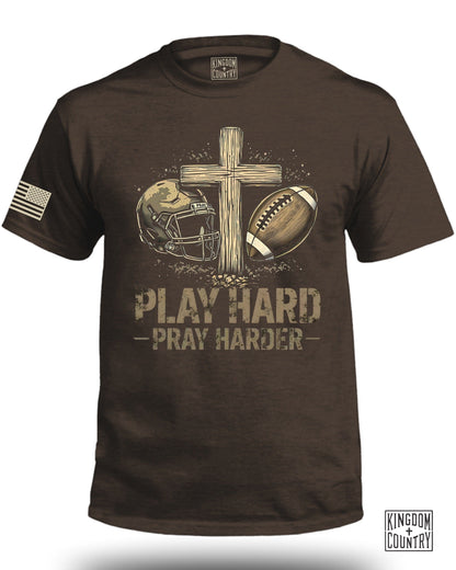 Play Hard Pray Harder Football Themed T-Shirt product