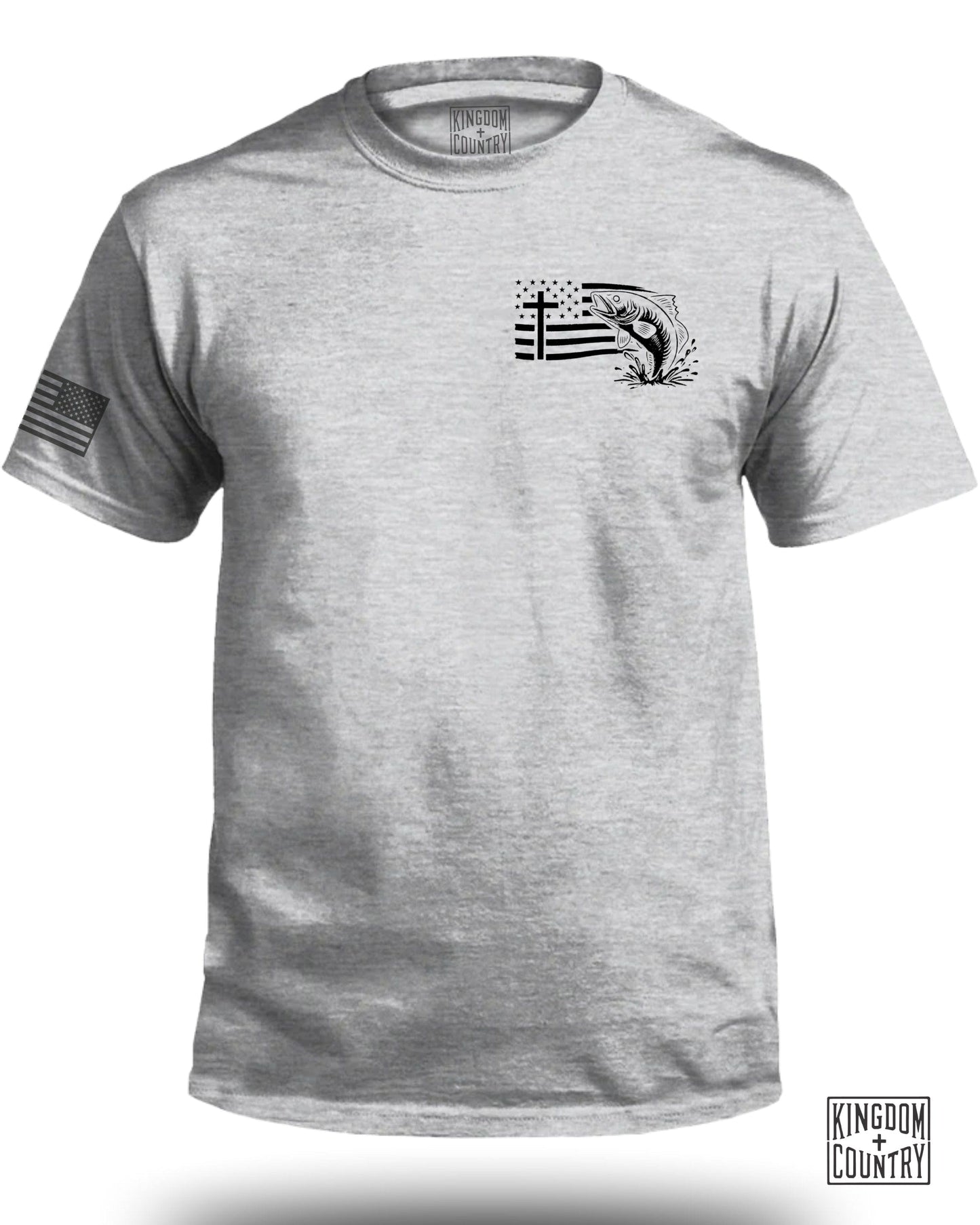 USA Flag Black Fish Print Logo T Shirt product