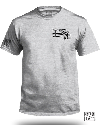 USA Flag Black Fish Print Logo T Shirt product