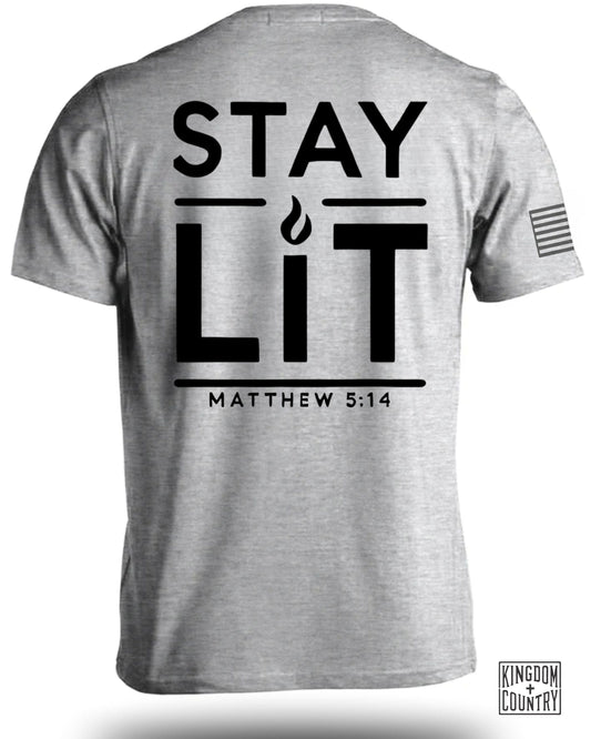 Stay Lit Matthew 5:14 Graphic Tee Shirt product