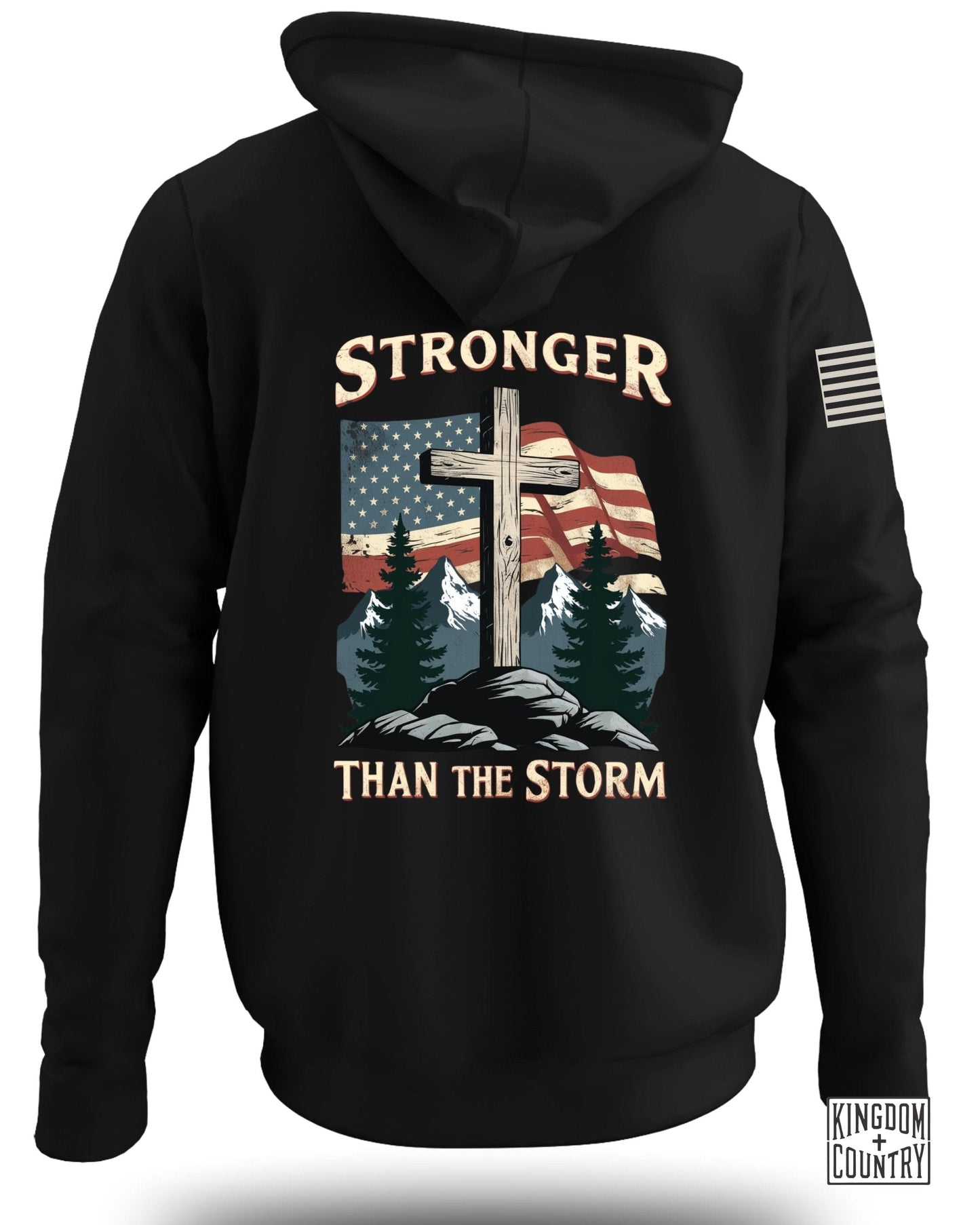 Stronger Than The Storm Hoodie with Flag Print product