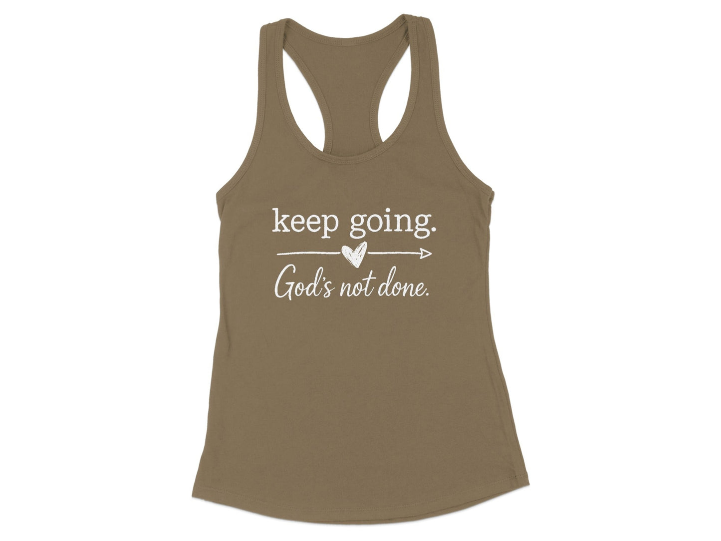 Keep Going God's Not Done Inspirational Tank Top product type
