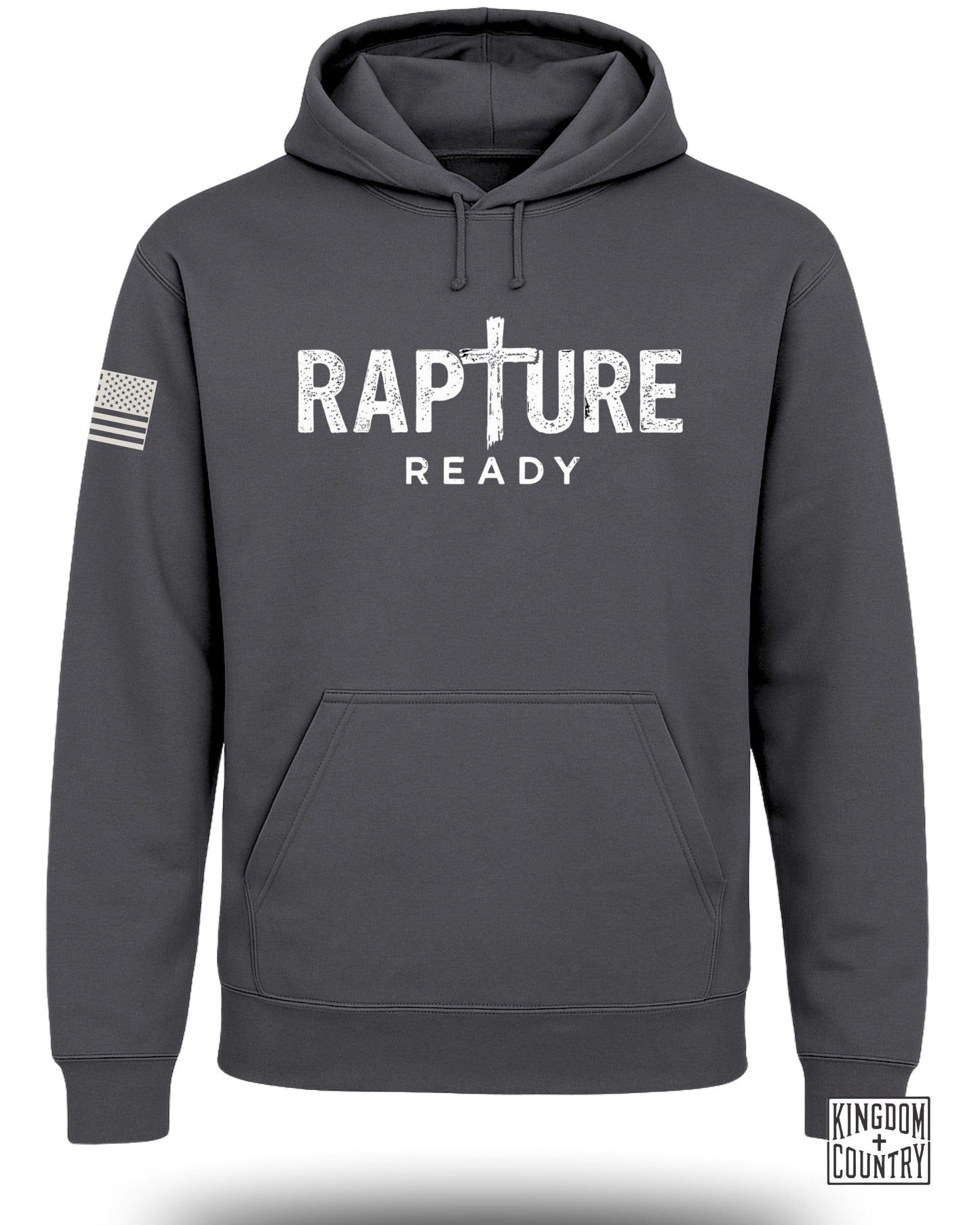Rapture Ready Hoodie with American Flag Graphic