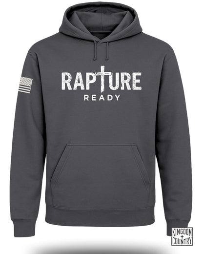 Rapture Ready Hoodie with American Flag Graphic