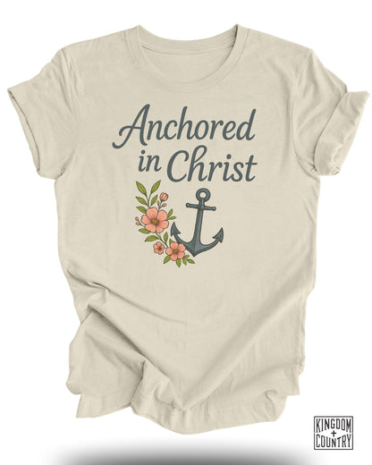 Anchored in Christ Floral Anchor Graphic Tee product