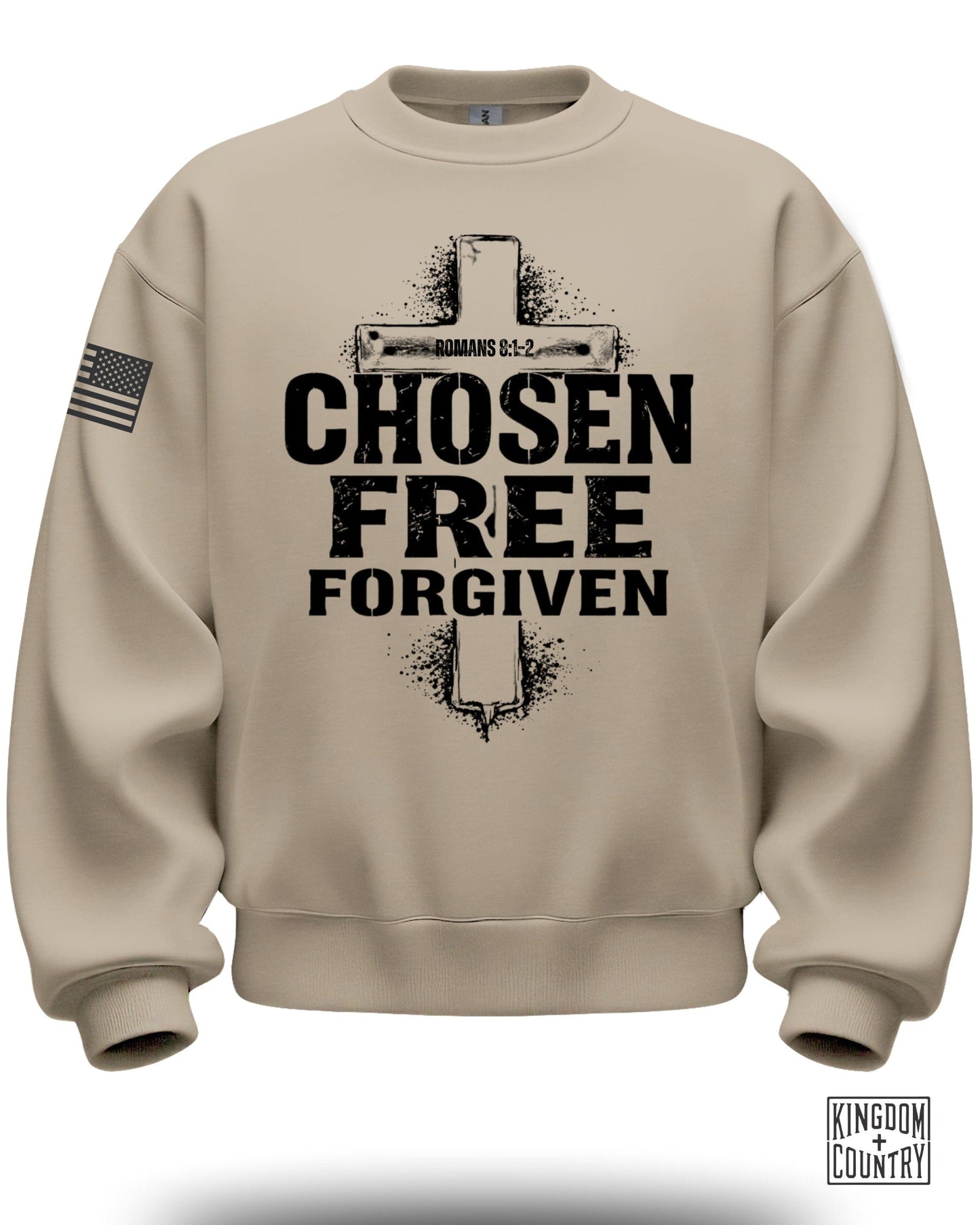 Chosen Free Forgiven Romans 8:1-2 Sweatshirt