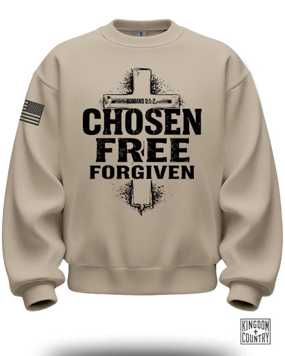 Chosen Free Forgiven Romans 8:1-2 Sweatshirt