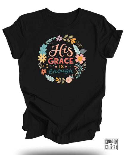 His Grace Is Enough Floral Graphic T-Shirt product type