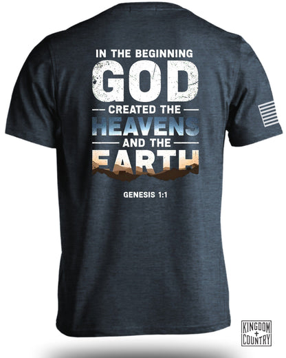 God Created Heavens and Earth Genesis 1:1 Shirt Product