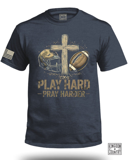 Play Hard Pray Harder Graphic Football T-Shirt product type
