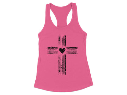 Pink Tank Top with Cross and Heart Design product type