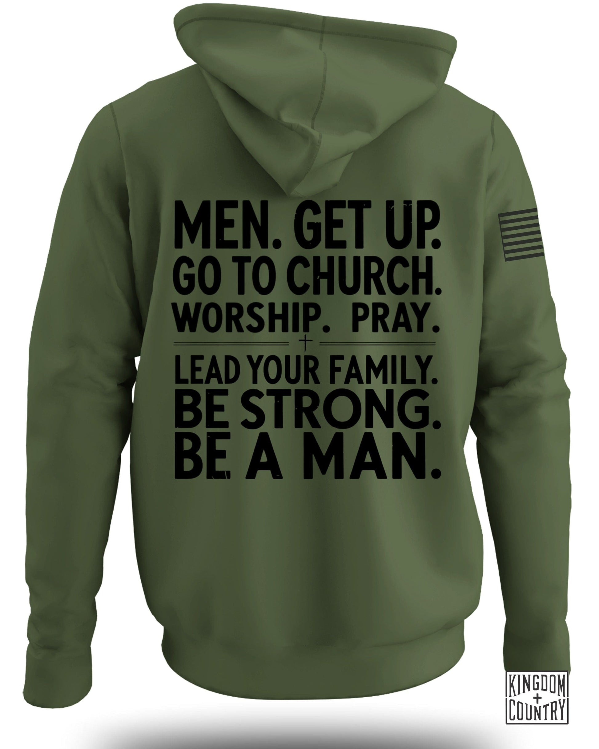 Men Lead Your Family Be Strong Green Hoodie