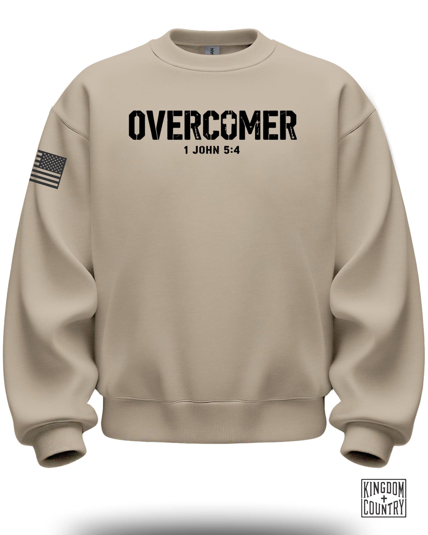 Overcomer 1 John 5:4 Sweatshirt with American Flag