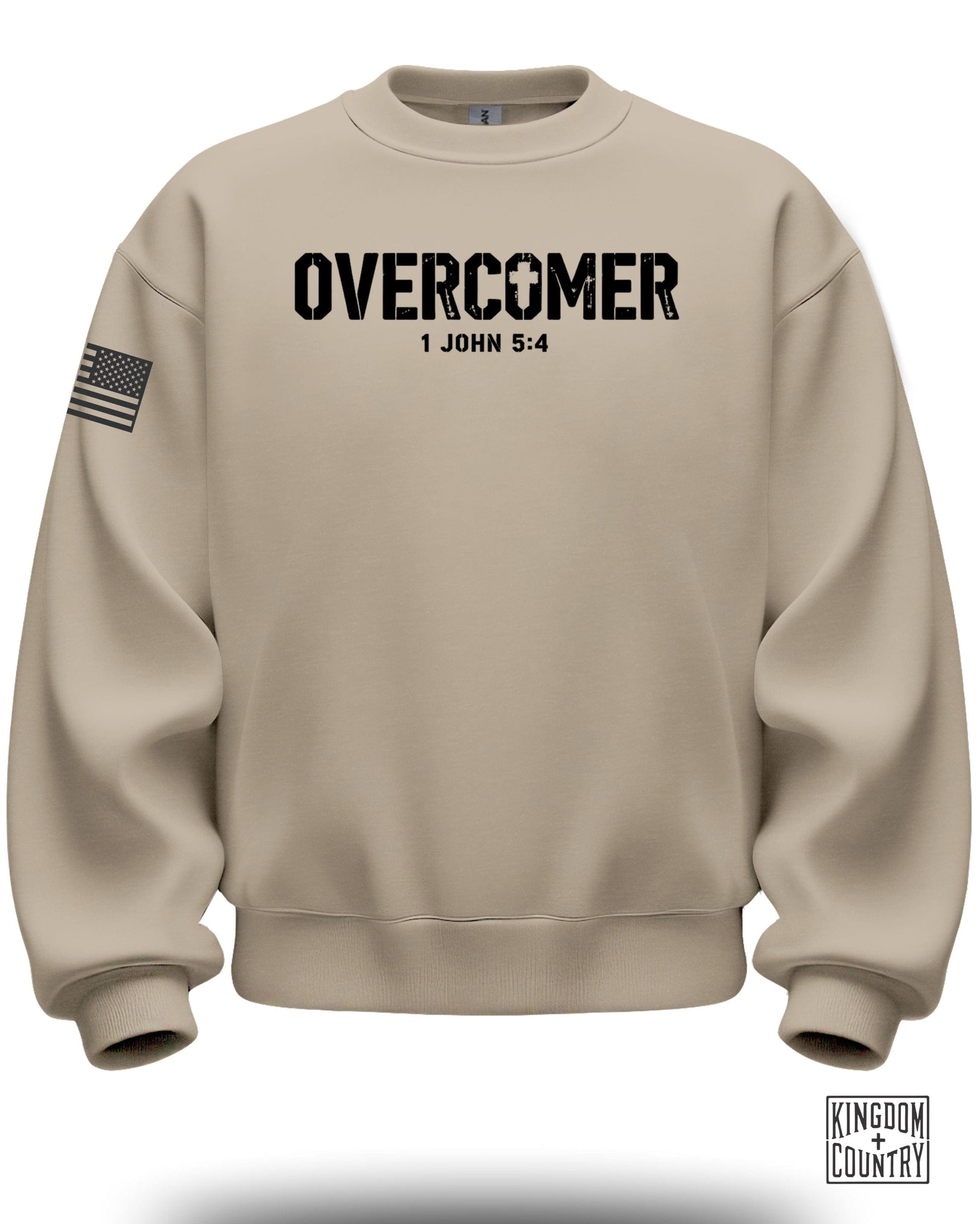 Overcomer 1 John 5:4 Sweatshirt with American Flag